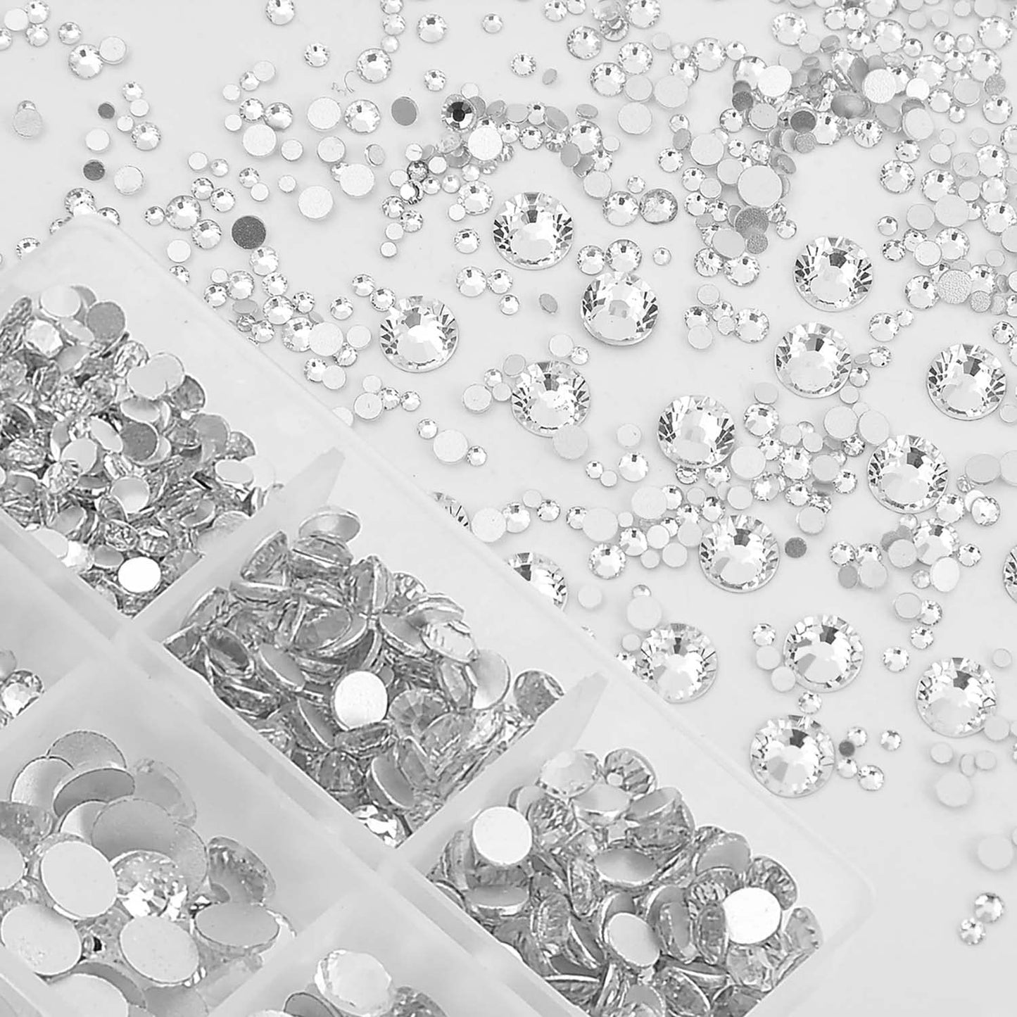 NCB 8000pcs Non Hotfix Rhinestones 10 Sizes Flatback Crystal Glass Rhinestones with Tweezers and Picking Pen for Nail Art Clothes Bags Phone Decorations Crafts DIY (001 Crystal Mix SS3-SS30)