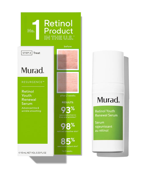 Murad Retinol Youth Renewal Serum - Resurgence Smooths Lines and Wrinkles on Face and Neck - Gentle Anti-Aging Hydrating Hyaluronic Acid Treatment Backed by Science, 0.33 Fl Oz