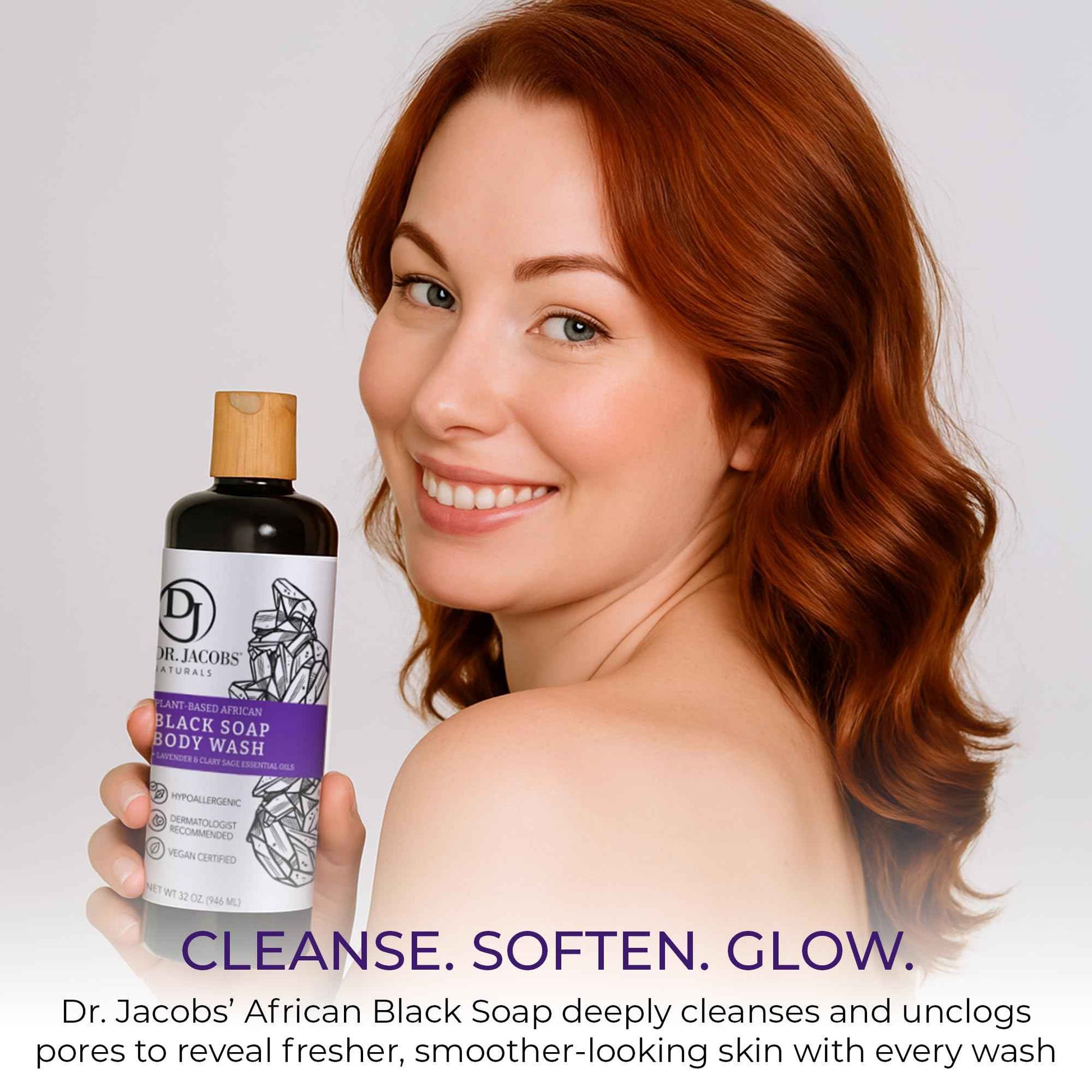 Dr Jacobs Naturals Authentic African Black Liquid Soap with Lavender & Sage Scent All-In-One Face Wash, Sensitive Skin Body Wash, Shampoo, Shaving Soap | Moisturizing and Nourishing Formula 32oz 2pk