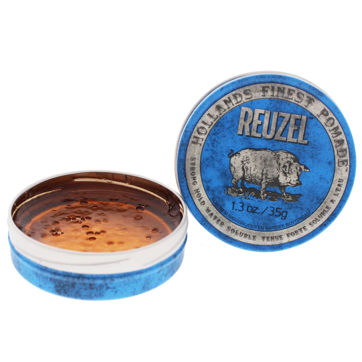 Reuzel Blue Strong Hold Water Soluble Pomade, Hair Holding Wax For Men, 1.3 oz