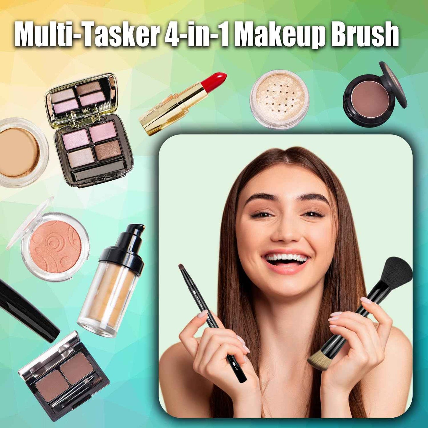 2 Pack 4 in 1 Makeup Brush, Travel Makeup Brush Set with Case, Foundation Brush, Concealer Brush, Eyeshadow Brush Set, Screw Brush, Lip Brush for Foundation, Concealer, Powder Liquid