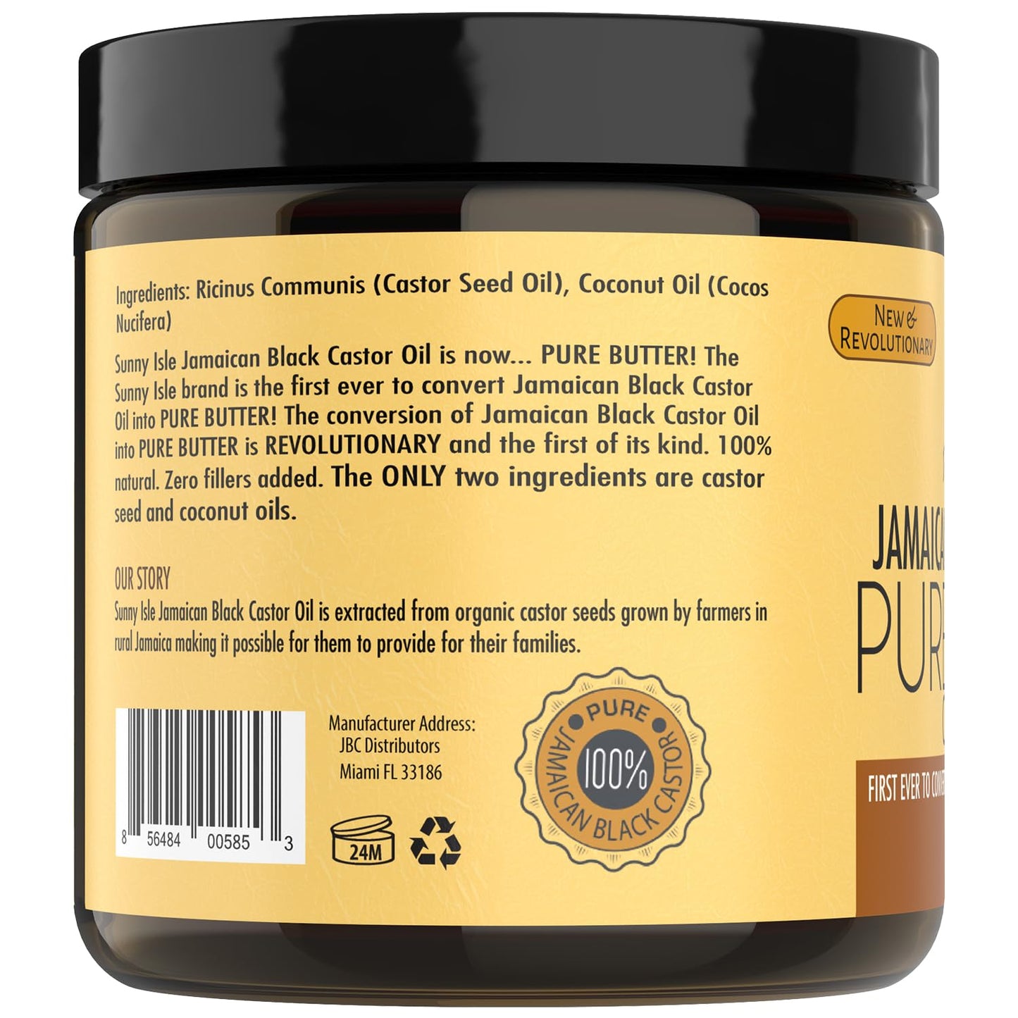 Sunny Isle Coconut Jamaican Black Castor Oil Pure Butter 4oz