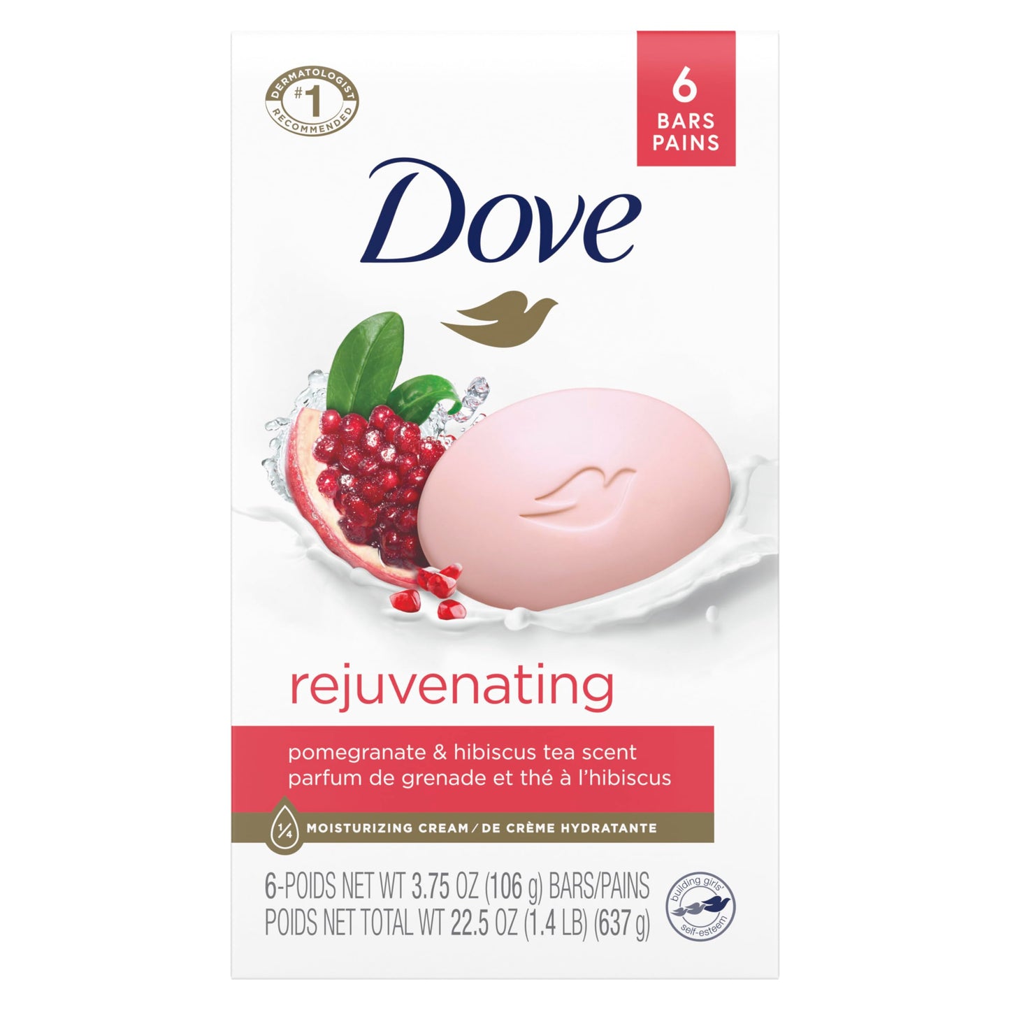 Dove Beauty Bar For Softer and Smoother Skin Pomegranate and Lemon Verbena More Moisturizing Than Bar Soap 3.75 oz 6 Bars