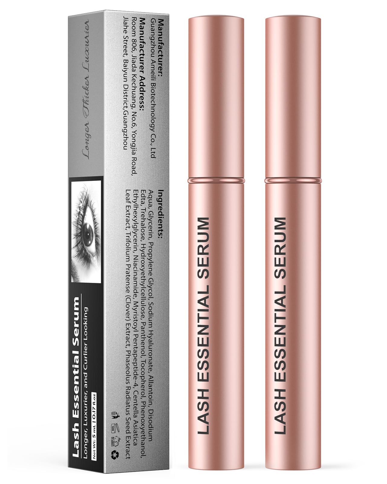 Feyano Eyelash Serum- Natural Comestic Eyelash Serum for Longer, Thicker Lashes & Brows, Boost Lash Serum Vegan & Cruelty-Free-Niacinamide, Centella Asiatica Leaf Extract(10 mLPink)