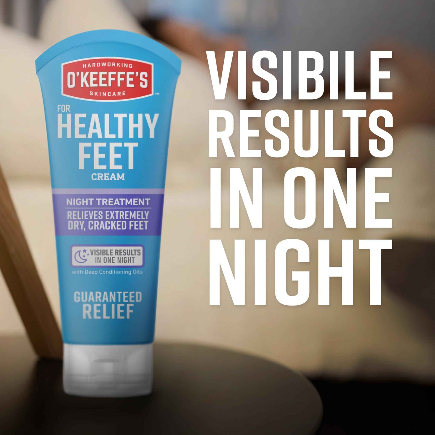 O'Keeffe's for Healthy Feet Night Treatment Foot Cream 3 oz Tube (2 Pack)- Guaranteed Overnight Relief for Extremely Cracked, Dry Feet, Repairing Skincare, Instantly Boosts and Retains Moisture Levels