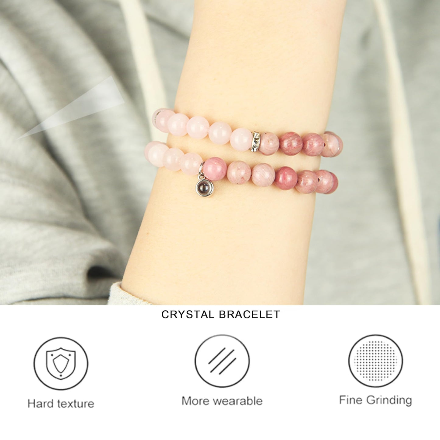 Picture Bracelet Personalized Photo - Healing Bracelets for Women - Rose Quartz Bracelet - Healing Prayers Crystal Bracelet - Mothers Day Gifts Birthday Gifts For Women Bracelets With Photos