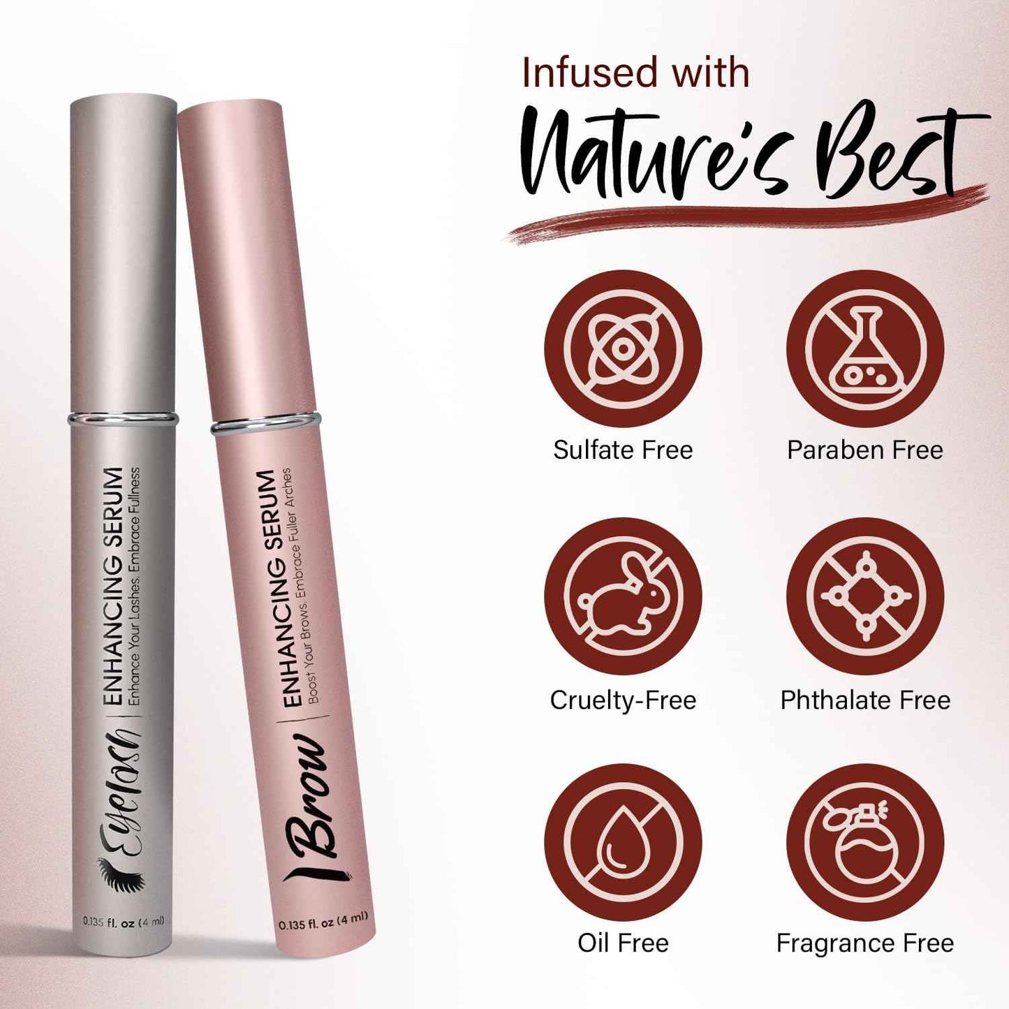 Herbishh Eyelash & Eyebrow Enhancing Serum – Nourishing Duo for Fuller-Looking Lashes & Brows, Safe for Lash Extensions, Fragrance-Free, Travel-Friendly Duo, 0.135 fl. oz each