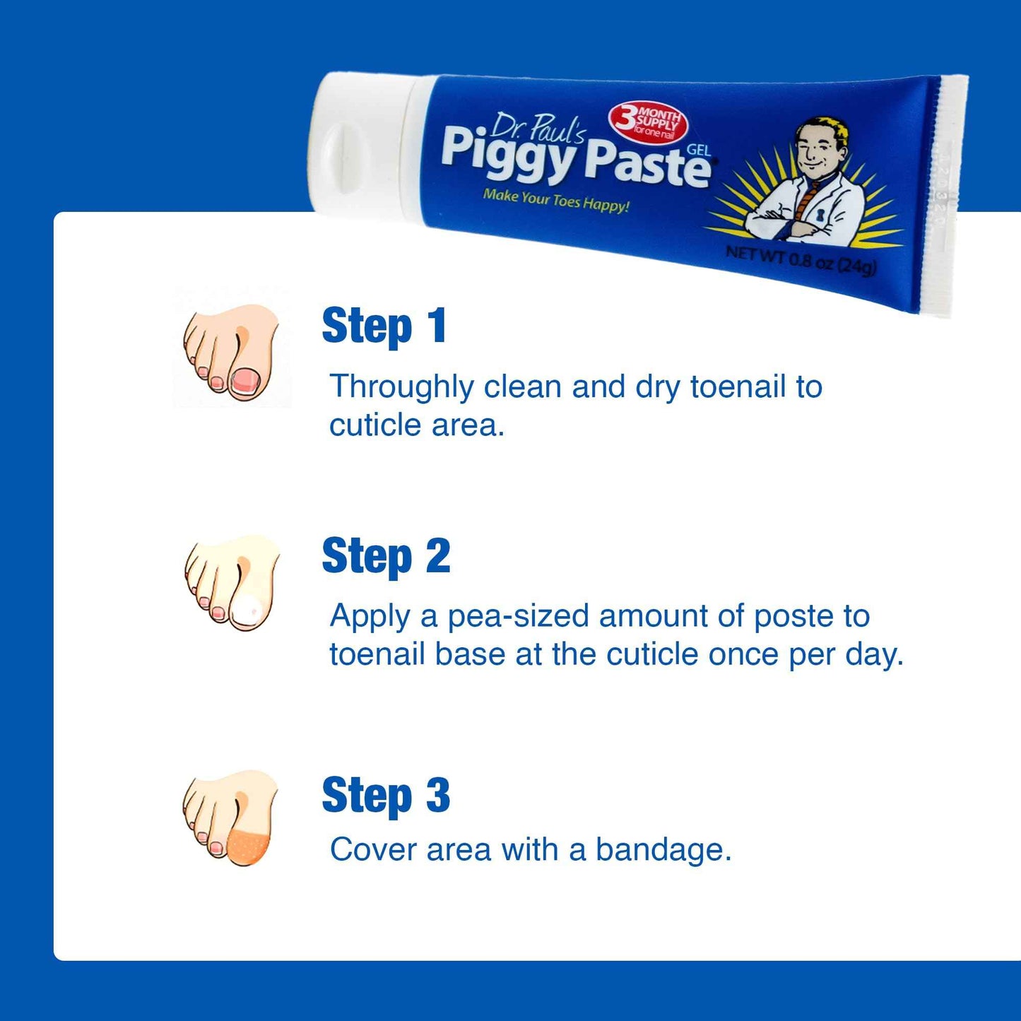Dr. Paul's Piggy Paste Gel 2-Pack: Fast Acting Solution for Thick, Brittle, Yellow Nails, Restores Clear, Healthy Toenails & Fingernails Easy, Mess-Free Application Doctor Recommended Formula