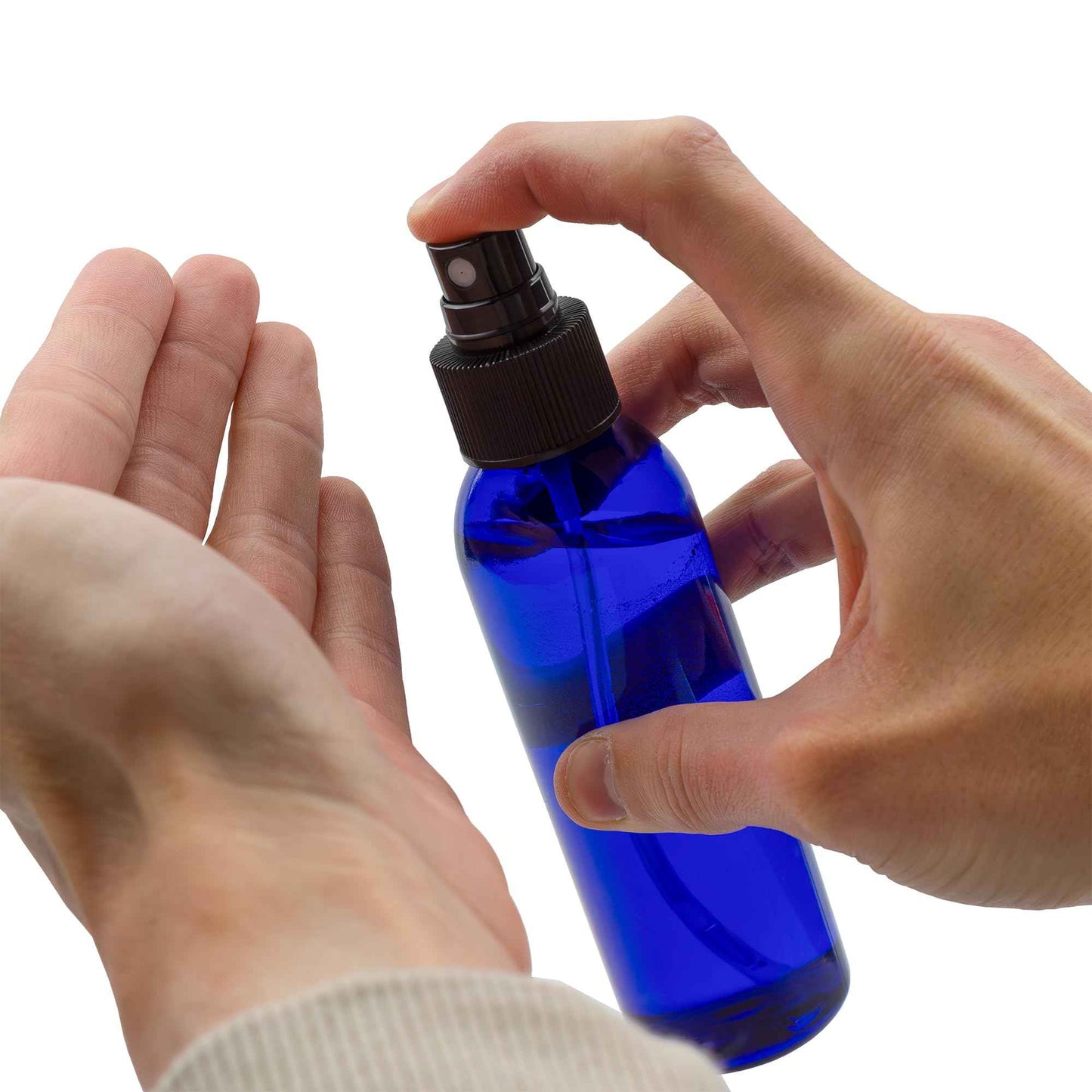 Cornucopia Brands Empty Plastic Refillable PET Spray Bottles w/Fine Mist Atomizer Caps (Pack of 6) Sprayers for DIY Home Cleaning, Aromatherapy, Travel, & Beauty Care (4 Ounce, Cobalt Blue, 6)