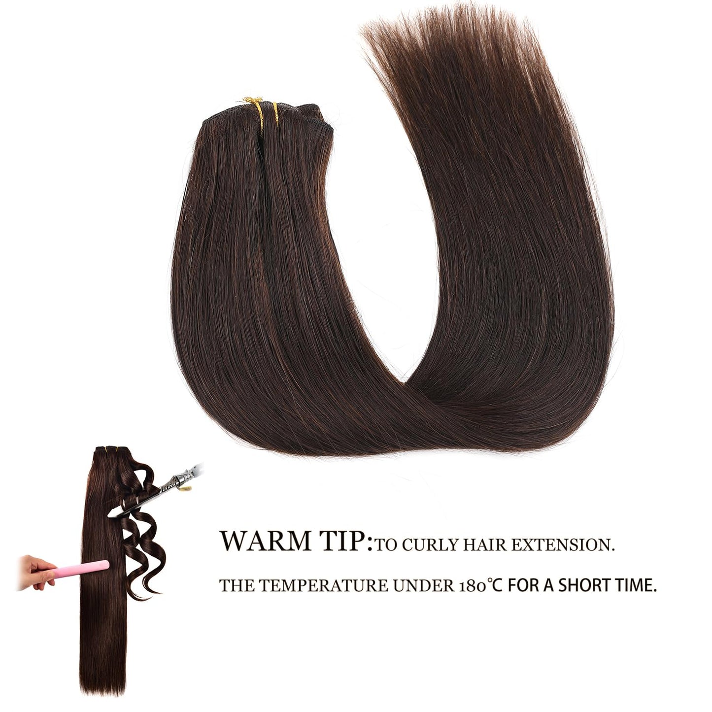 Clip In Human Hair Extensions,Double Weft Remy Hair Clip in Extensions 70g 7pcs Silky Straight 12inch Human Hair Clip In Extensions Dark Brown Hair Extensions