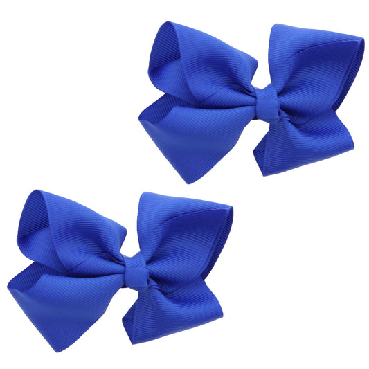 3 Inch Grosgrain Bow for Little Girls- Set of 2 (Royal)