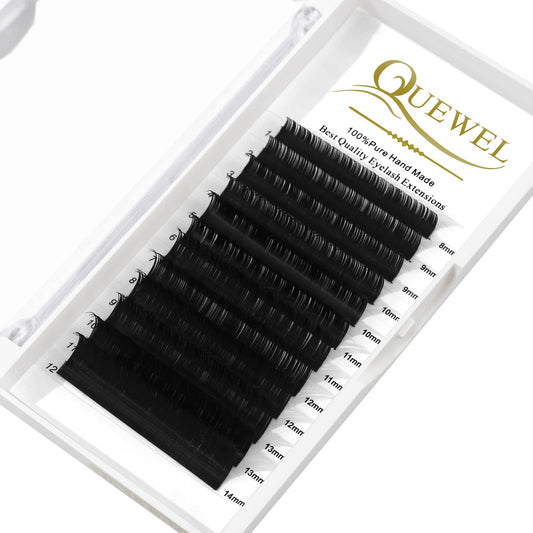 QUEWEL Eyelash Extension Supplies 0.03 C Curl Mix-8-14mm Classic Individual Lash Extensions|Optinal 0.03/0.05/0.07/0.10/0.15/0.20 C/D Single 8-25mm Mix 8-14mm 15-20mm 20-25mm|(0.03 C MIX-8-14mm)