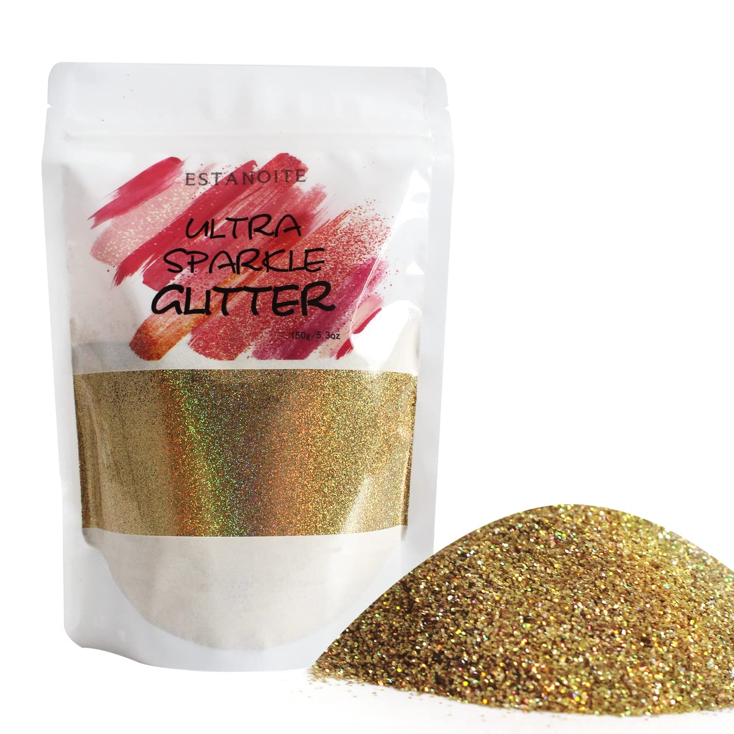 150g Extra Fine Glitter, Holographic Ultra Fine Glitter Powder for Resin, Tumblers, Makeup Face Eye Hair Body, Crafts Painting Arts, Nail Art DIY Decoration (Sunlight Gold)