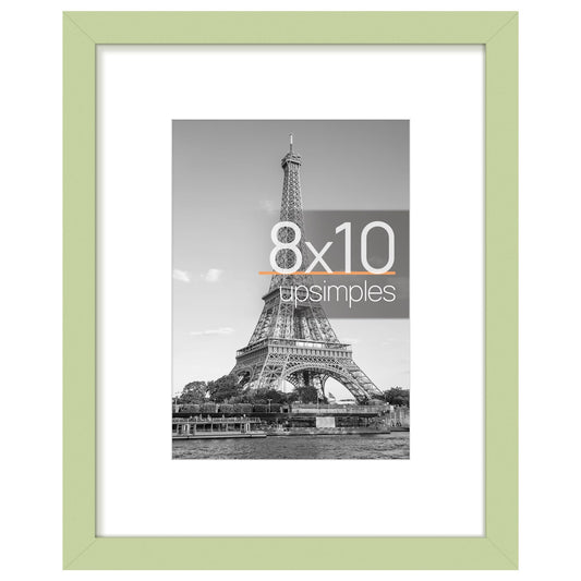 upsimples 8x10 Picture Frame, Display Pictures 5x7 with Mat or 8x10 Without Mat, Wall Hanging Photo Frame, Green, 1 Pack