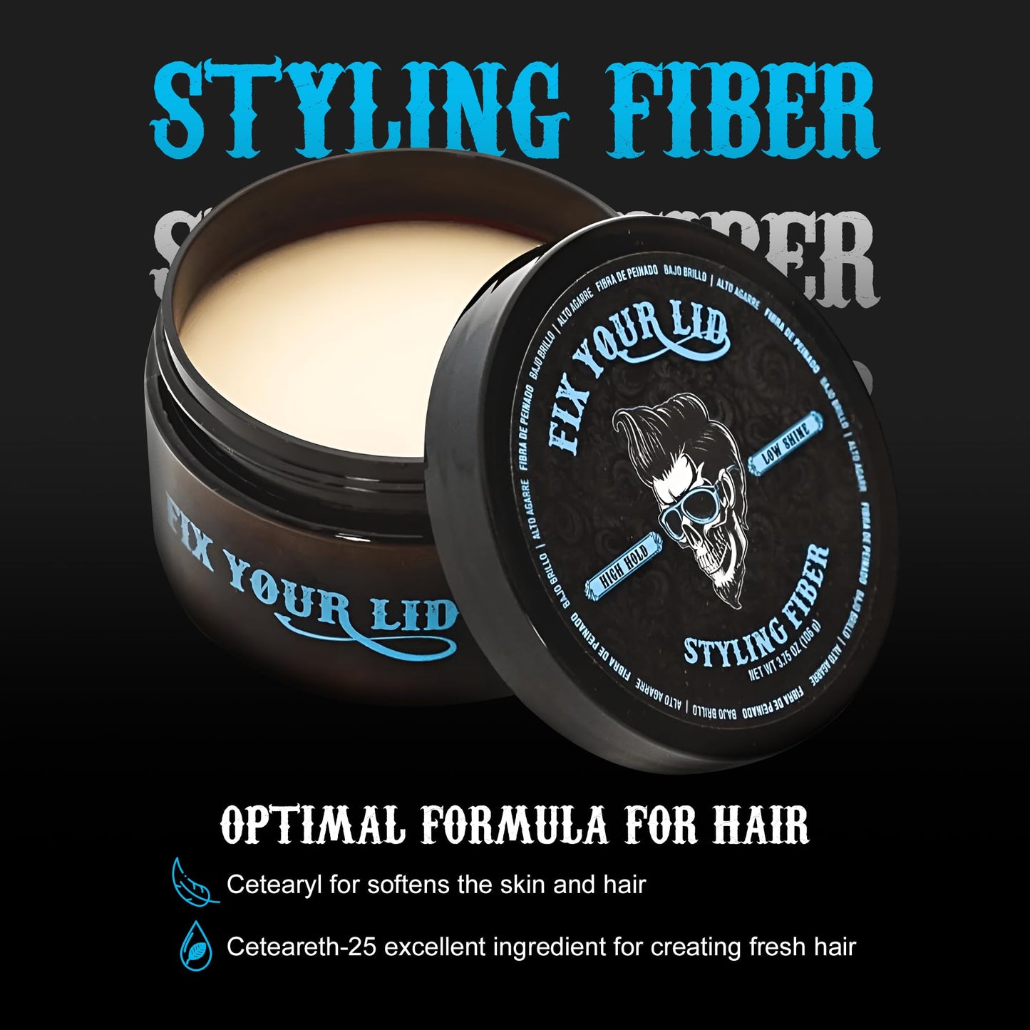 Fix Your Lid Styling Fiber for Men's Hair – High Hold and Low Shine with Matte Finish – Hair Fiber for all Mens Hair Types & Styles - Easy To Wash Out - 3.75 Oz