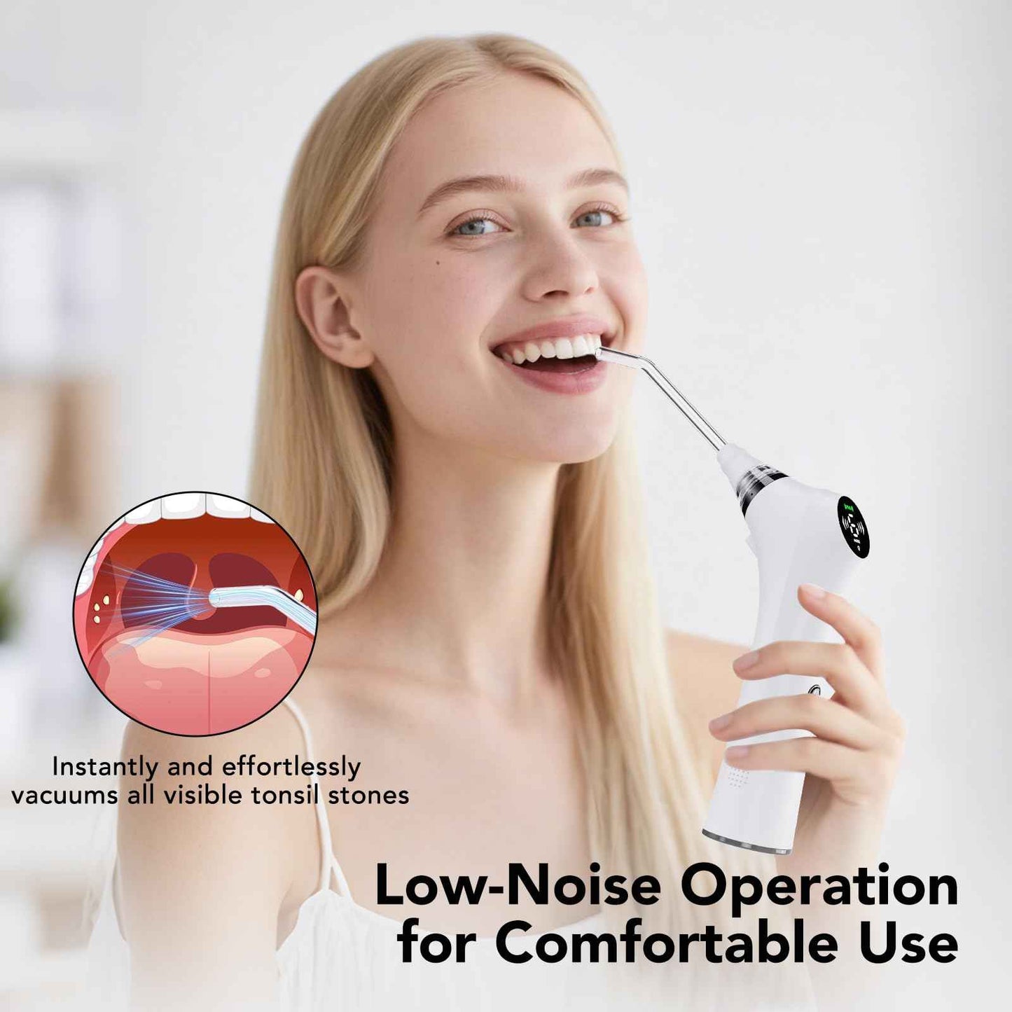 Upgraded Electric Tonsil Stone Remover – High-Precision & Painless Cleaning, Food-Grade Material, 6 Suction Levels | Tonsil Stone Removal Kit with LED Light, Oral Protection & 11 Attachments (Silver)