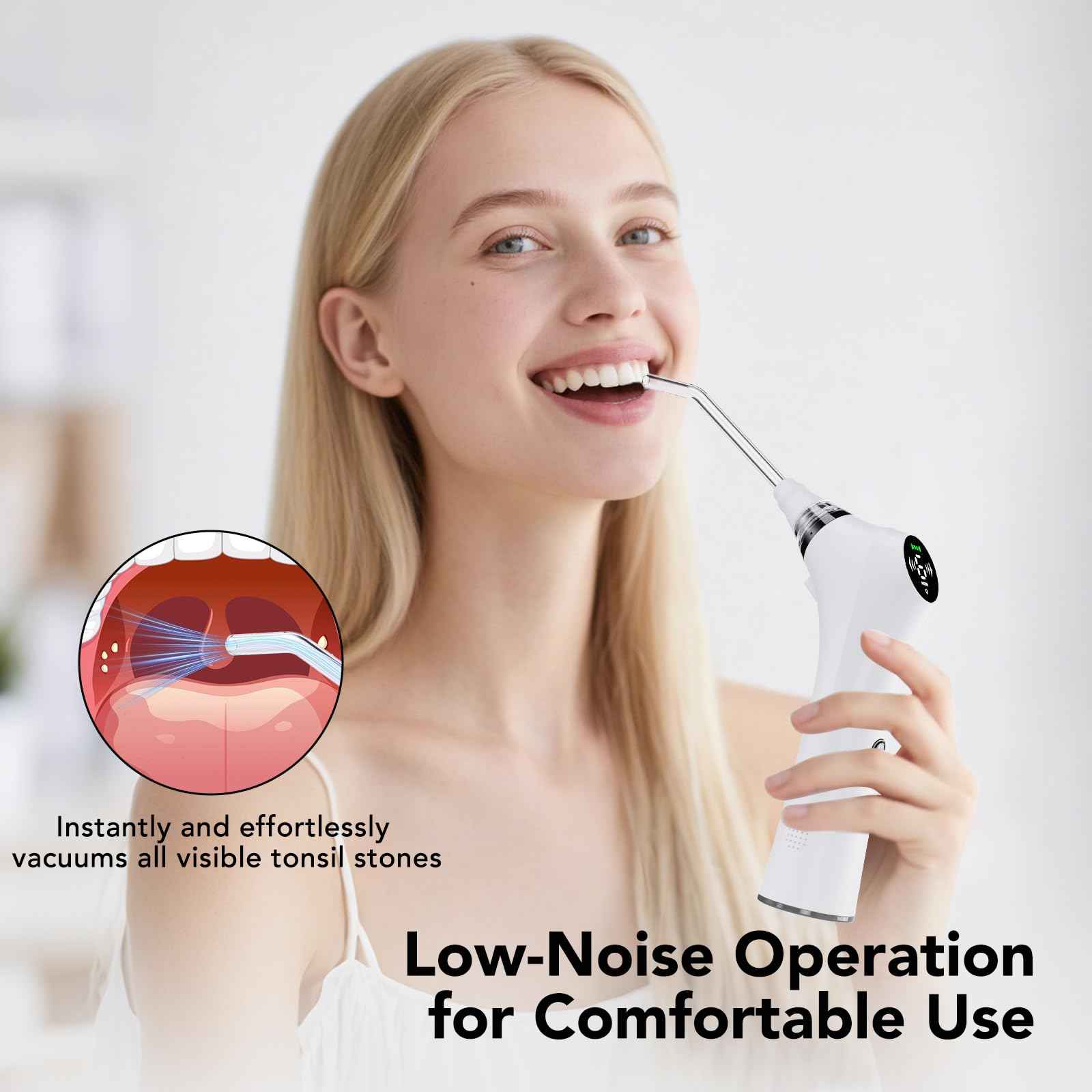 Upgraded Electric Tonsil Stone Remover – High-Precision & Painless Cleaning, Food-Grade Material, 6 Suction Levels | Tonsil Stone Removal Kit with LED Light, Oral Protection & 11 Attachments (Silver)