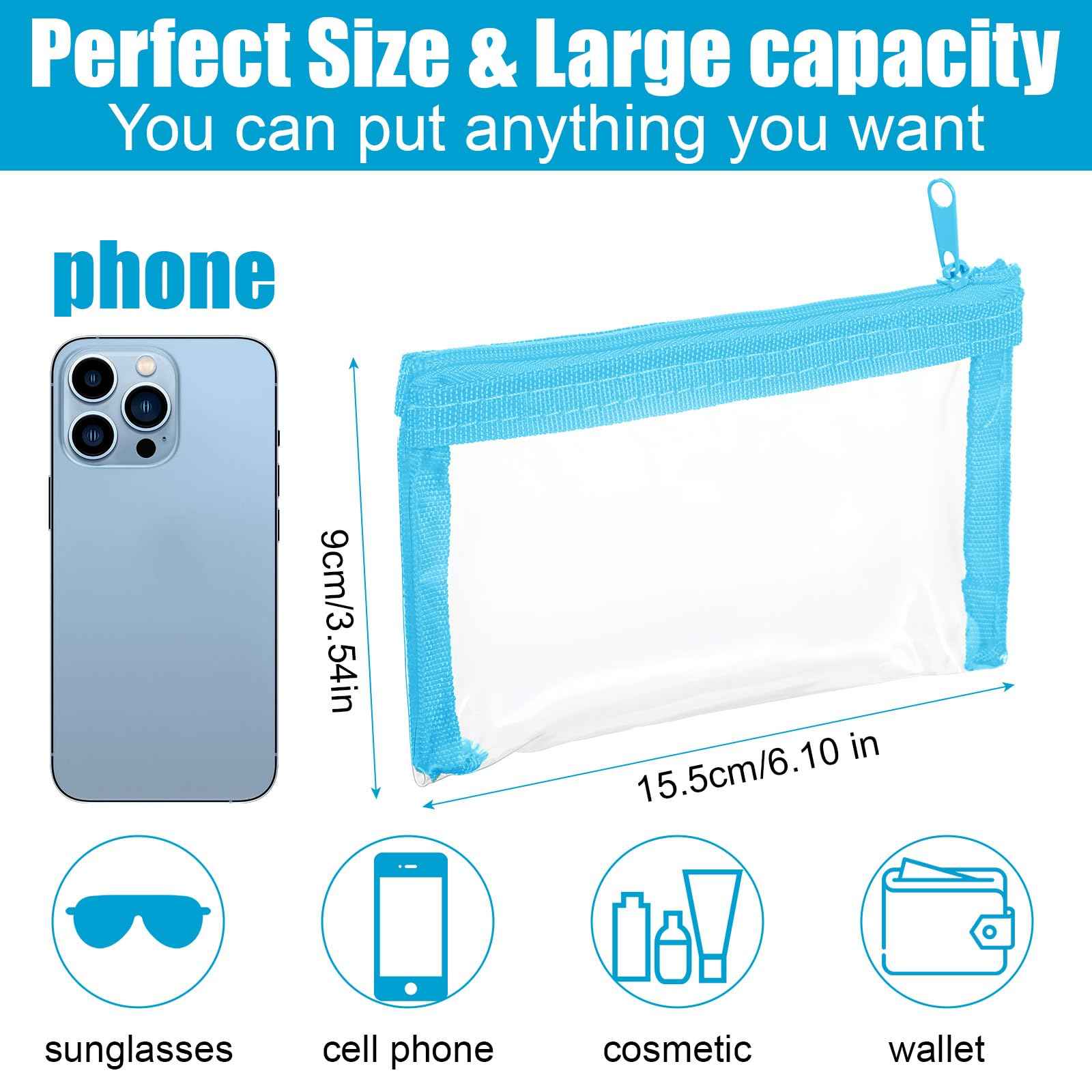 Tyqour 4Pcs Small Clear Makeup Bag 6.10 x 3.54inch Waterproof Clear Travel Bags Cosmetic Bags Zipper Pouches Multipurpose Makeup Pouches for Daily Toiletries Travel Office Supplies