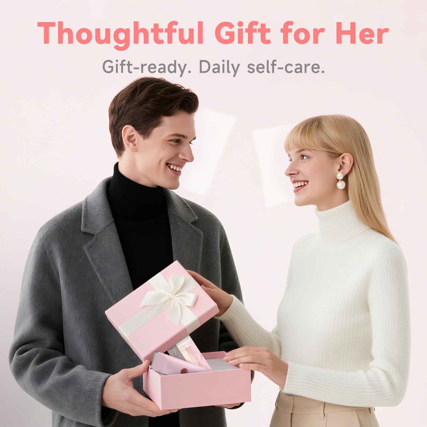 Fanovae Dual-Head Bikini Trimmer for Women – 2-in-1 Electric Razor, IP67 Waterproof Wet & Dry Pubic Hair Trimmer, Face & Body Shaver with LED% Display, USB-C Rechargeable-X1 Pro Petal Pink