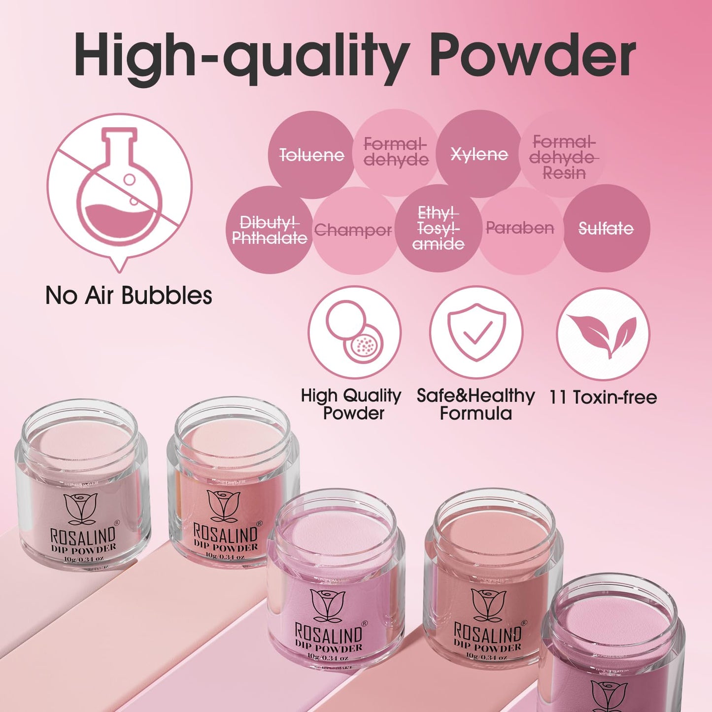 ROSALIND 13PCS Dip Nails Powder Starter Kit, Dip Powder Nail Kit 6 Colors Nail Dip Powder Nail Kit with Base & Top Coat, Brush Restorer and Activator Air Drying