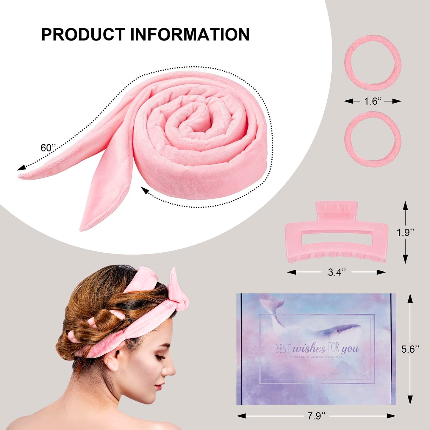 CORATED Overnight Curling Headband, Heatless Hair Rollers Kit for Long and Medium Hair, No Heat Hair Styling Soft Curlers to Sleep In, Gifts for Women