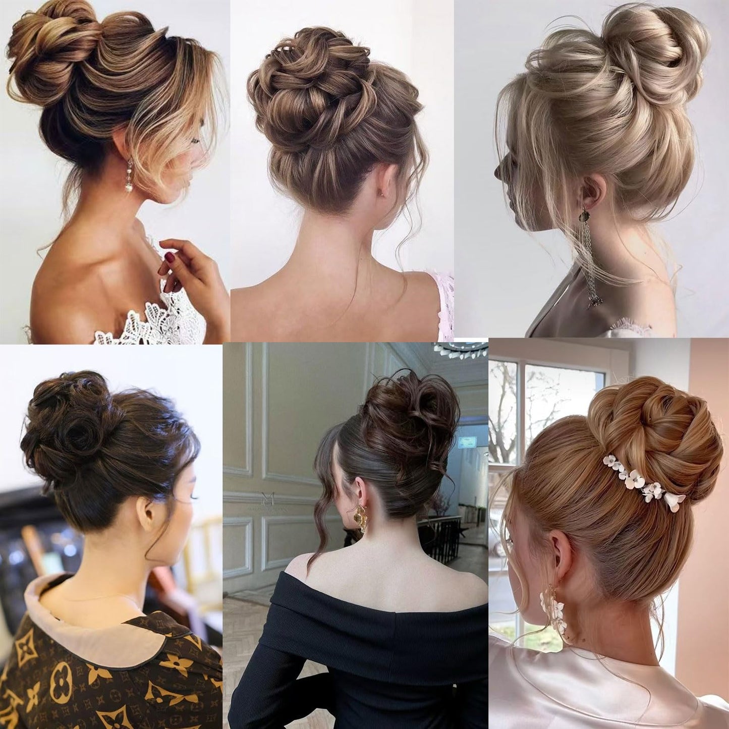 Messy Hair Highlight Ponytail Extension Claw Bun Hair Piece Elastic Drawstring Synthetic Ponytail Extension Hair Bun Extension for Women Daily Use (D-Blonde)