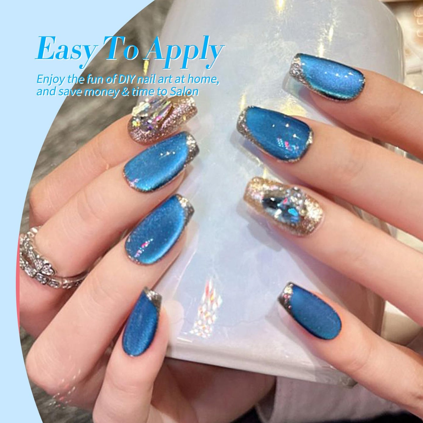 Born Pretty Jelly Gel Nail Polish, Glitter Gel Polish, Blue Cat Magnetic Eye Gel Nail Polish, Sheer Crystal Auroras Pearl Mermaid Gel Nail Polish Nail, Summer Spring Manicure 6PCS 7ml