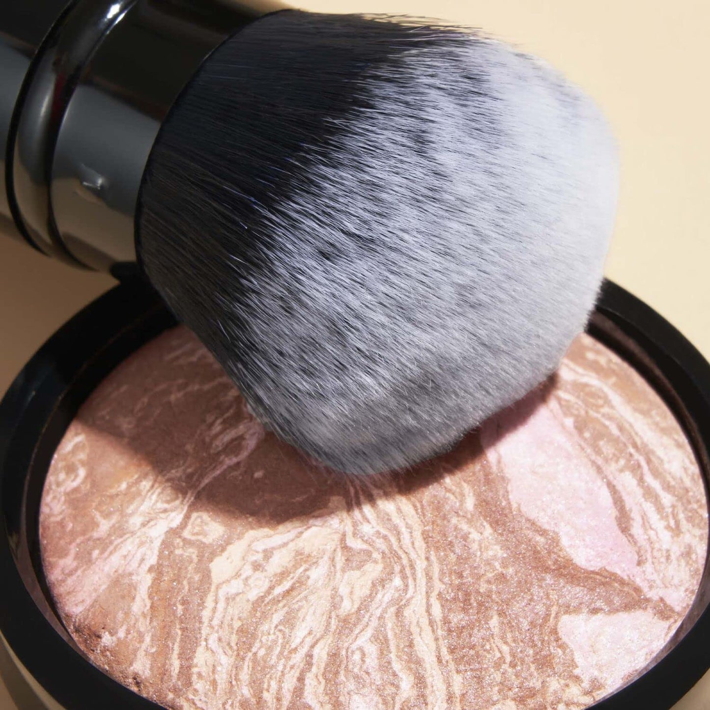 LAURA GELLER NEW YORK Baked Balance-n-Brighten Powder Foundation - Sand + Spackle Super-Size Skin Perfecting Makeup Primer - Ethereal Rose Glow + Retractable Airbrush Kabuki Brush