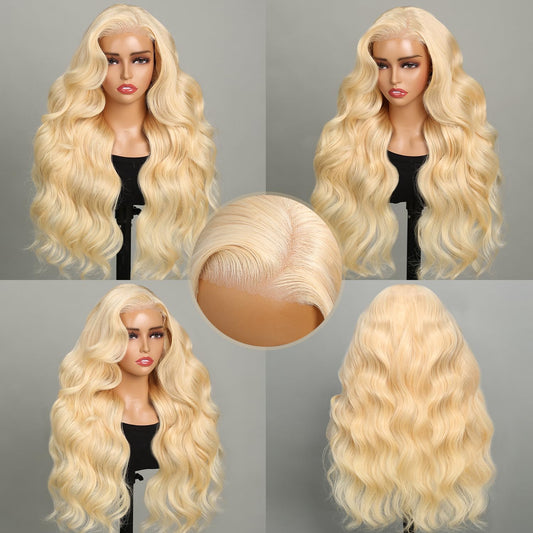 SUPERLOOK 6X5 Wear and Go Glueless Wigs Human Hair 613 Lace Front Wig Human Hair 240% Density Blonde Lace Front Wigs Human Hair Bleached Knots Pre cut Lace Pre Plucked (30inch, 613 Body Wave Wig)