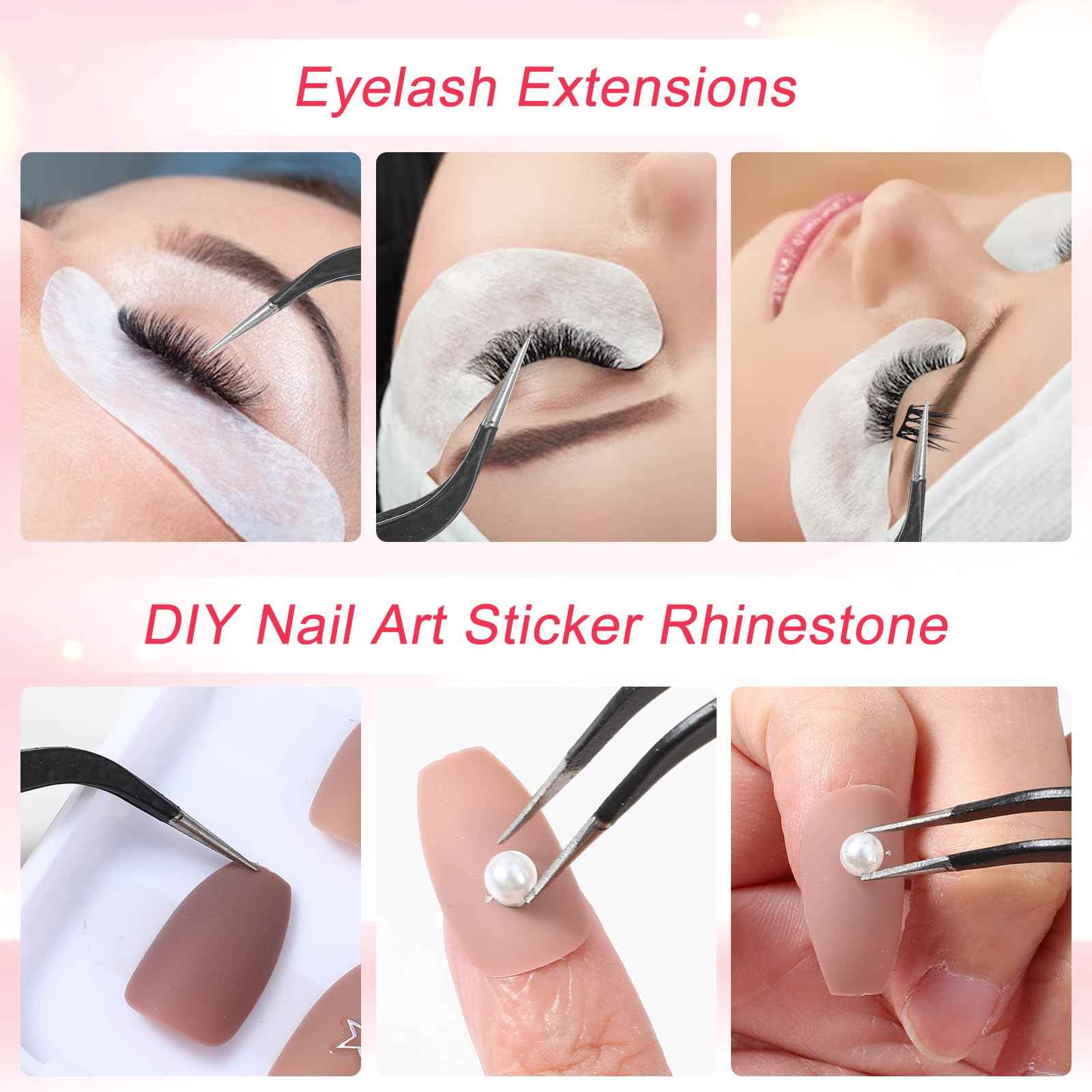 10 Pieces Tweezers for Crafting Stainless Steel Curved Pointed Tweezers Precision Tweezer with Protective Cover for Eyelash Extensions Stickers Rhinestones Crafts (Black)