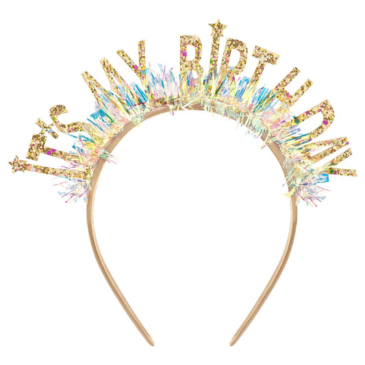 KICOSY Birthday Headbands for Women Birthday Crown Tiara Birthday Girl Headband Glitter Iridescent Fringe It's My Birthday