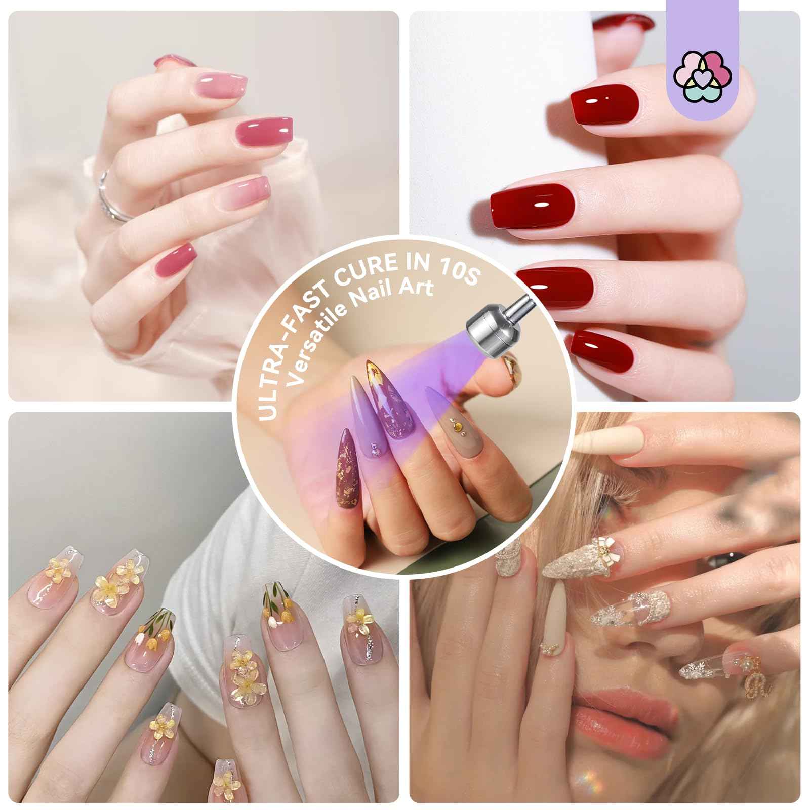 SAVILAND Gooseneck U V Lamp for Gel Nails:Touch Switch 12W U V Nail Lamp 5S Quick Drying LED Fast Curing Lamp Rechargeable Gel Lamp 3Timers Setting 360° Adjustable Home Salon Manicure Nail Dryer