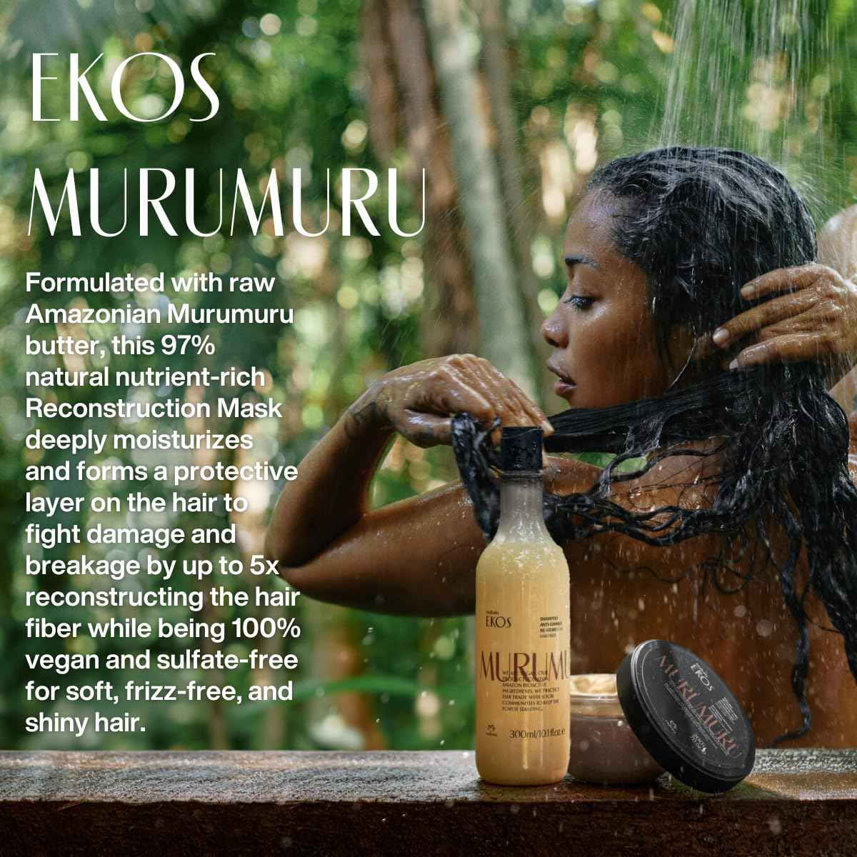 natura Ekos Murumuru Reconstruction Hair Mask - Reduce Breakage & Rebuild Hair Fiber - Intensely Repairs & Protects From Damage -Deep Hydration - Vegan & Cruelty-Free Hair Care - 200g