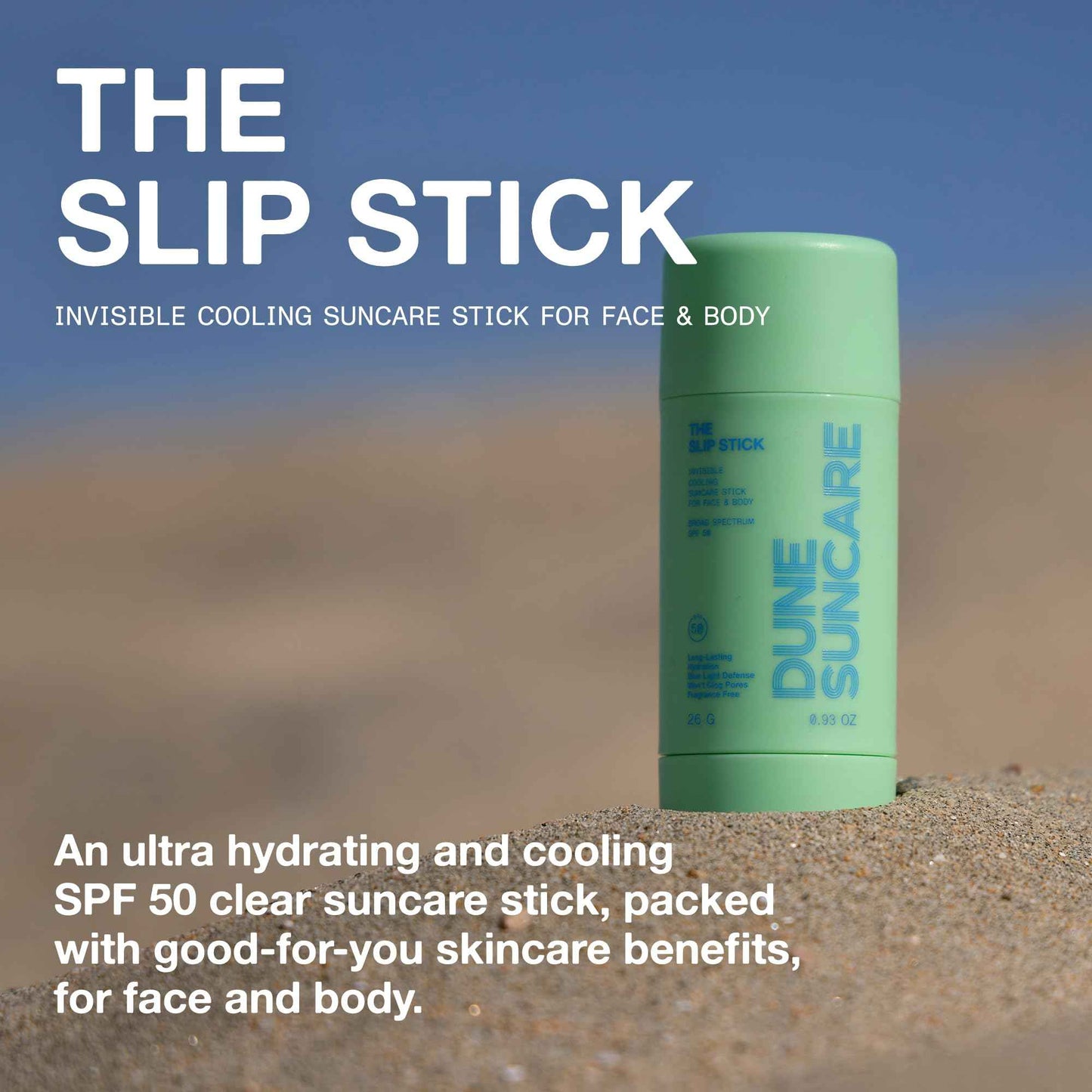 The Slip Stick SPF 50 Invisible Ultra Hydrating Cooling Sunscreen Stick – Fragrance-Free, Clean-Chemical Sunscreen for Face & Body – Vegan, Non-Greasy, Non-Waxy & No White Cast