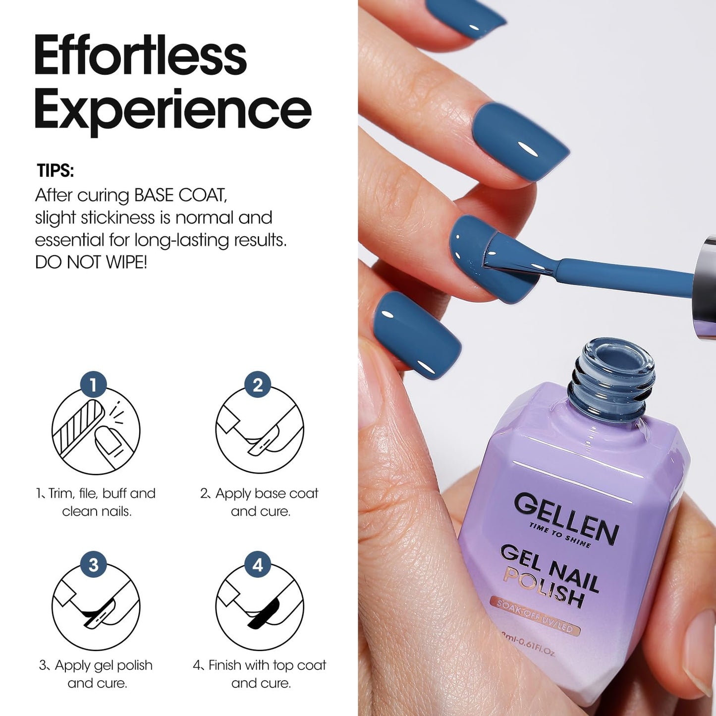 Gellen Gel Nail Polish, 18ml Haze Blue Gel Nail Polish Dark Blue Nail Polish Gel Soak Off UV LED Nail Gel Polish Nail Art DIY Manicure Home Salon Gifts for Women Girls