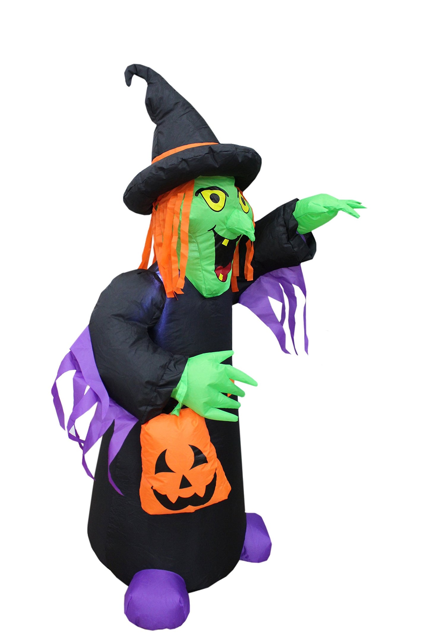 4 Foot Tall Halloween Inflatable Witch with Pumpkin Bag LED Lights Decor Outdoor Indoor Holiday Decorations, Blow up Lighted Yard Decor, Lawn Inflatables Home Family Outside