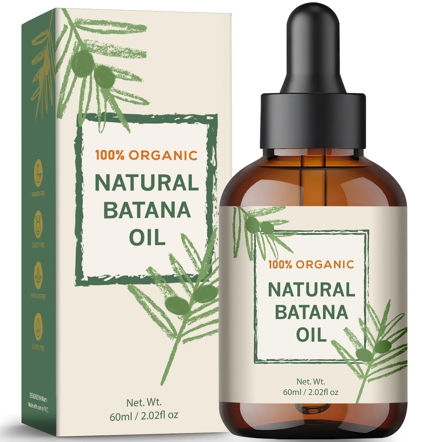 Raw Batana Oil for Hair Growth from Honduras, Dr. Sebi 100% Natural and Pure Nourishment to Prevent Hair Loss and Eliminate Split Ends in Men & Women