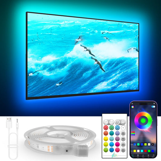 KANTUTOE TV Lights Behind, 19.68ft LED Lights for 55-85 Inch TV, RGB TV LED Lights Backlight, Music Sync Bluetooth APP and Remote Control TV LED Strip Lights USB Powered for Bedroom/Gaming