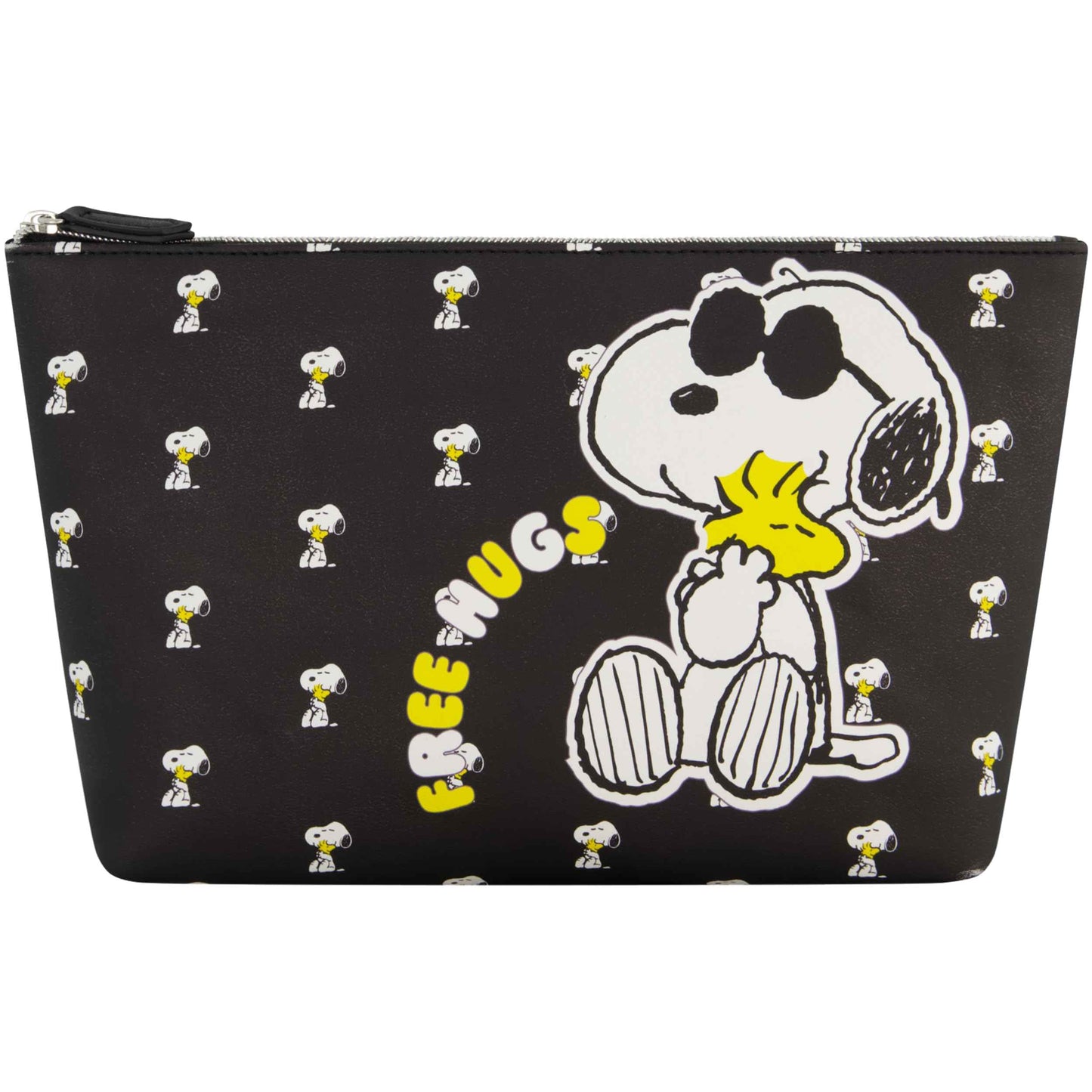 Peanuts Snoopy Women's Makeup Bag, Small Travel Cosmetic Zipper Pouch Organizer, Black