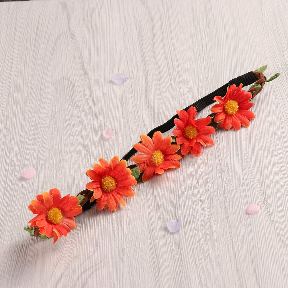 Sewroro Fancy Hair Ties Flower Hair Accessories 5pcs Flower Wreath Bride Girl Flower Headdress Sunflower Headband Head Flower Wreath