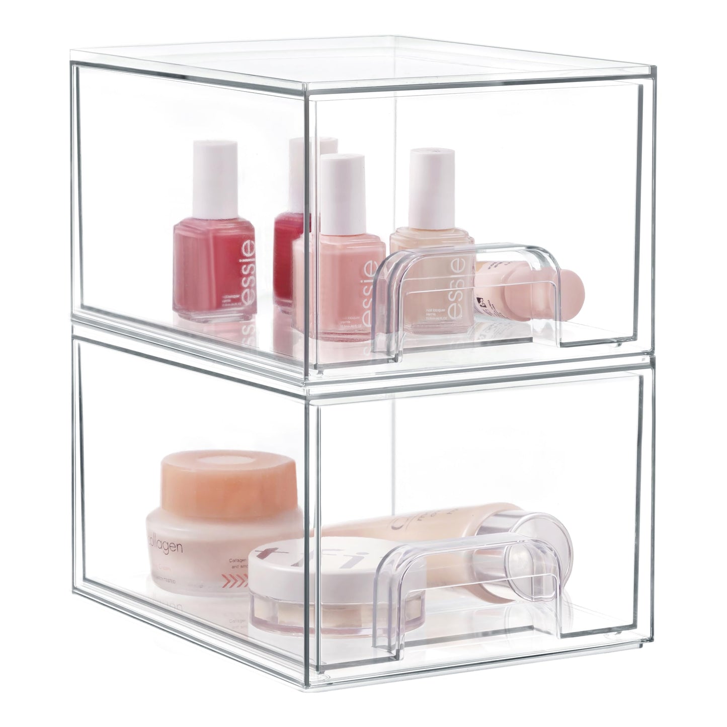HBlife Pack of 2 Makeup Organizer Countertop Stackable Drawers Organization and Storage Bins Cosmetic Organizer Clear Acrylic Organizer Bathroom Organizers Container