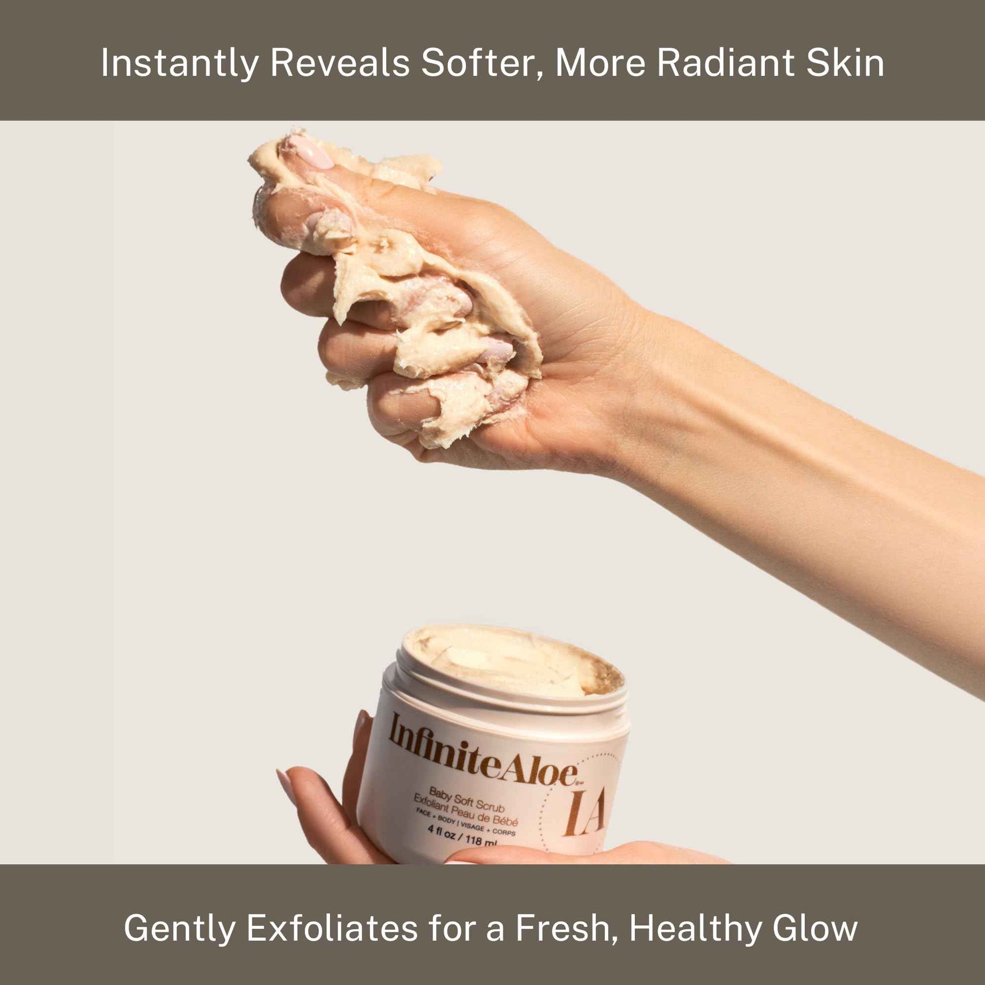 InfiniteAloe Baby Soft Scrub, Aloe Vera Based Face and Body Scrub – Exfoliating and Moisturizing – 4oz.