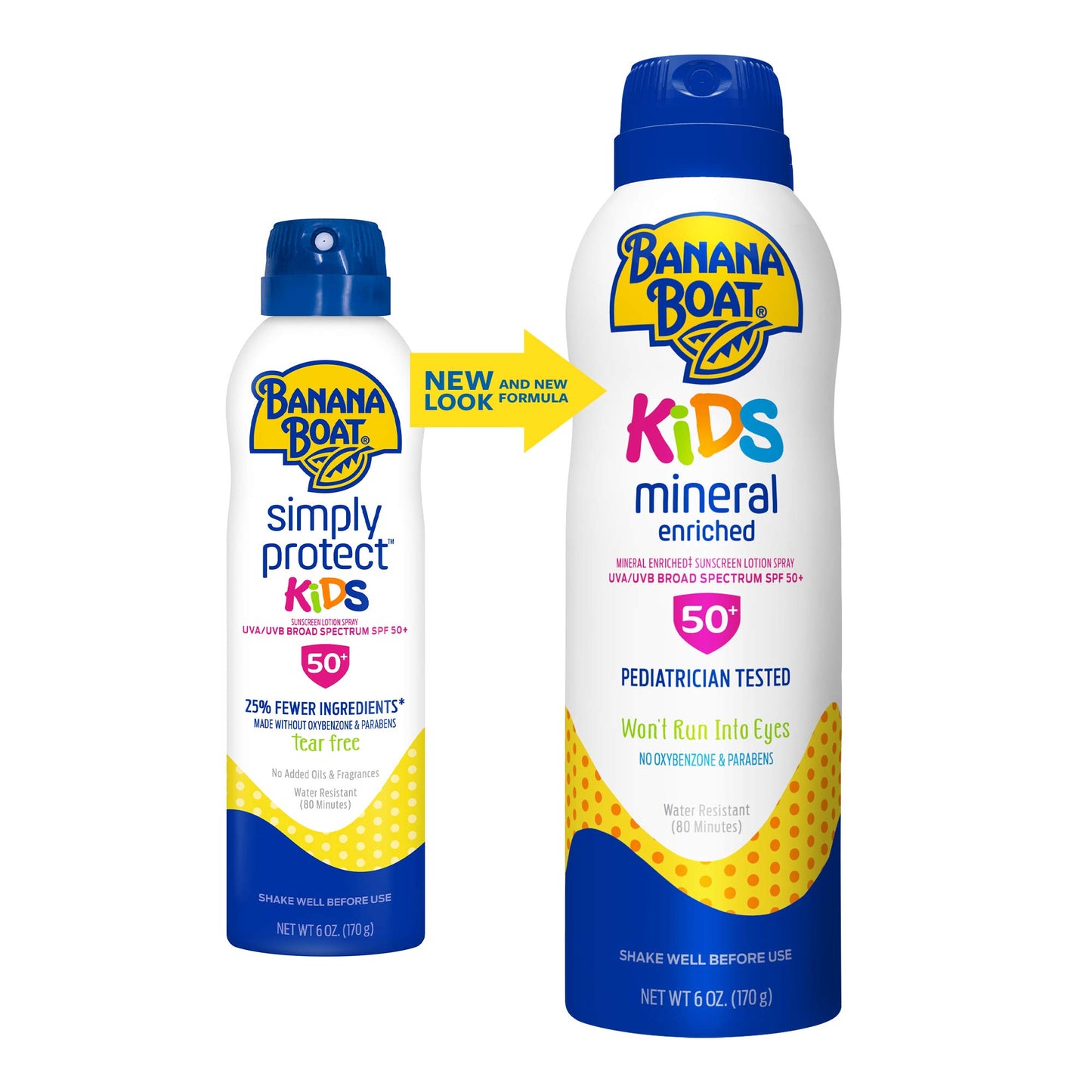 Banana Boat Kids Mineral Enriched, Won't Run Into Eyes, Reef Friendly, Broad Spectrum Sunscreen Spray, SPF 50, 6oz.