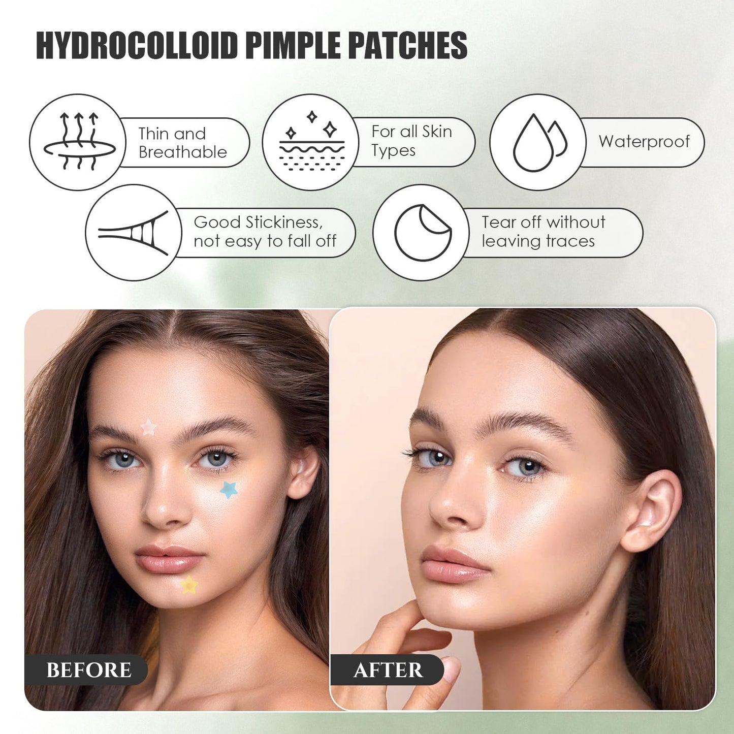 PITHER Pimple Patches for Face, Hydrocolloid Invisible Absorbing Acne Patches Cystic Zit Stickers Cute Star and Round Acne Spot Dots Patch Combination 488 Count, Blemish Cover for Skin Care