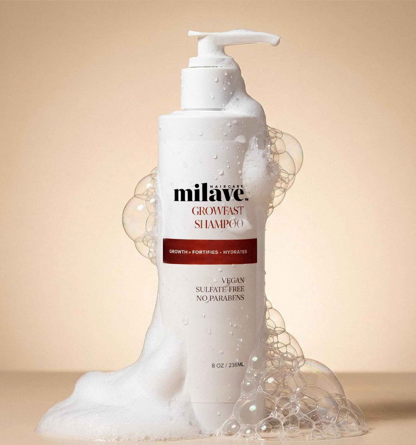 Milave Growfast Shampoo, Strengthens Hair, Combats Hair Loss with Procapil™, Vegan, Sulfate & Paraben Free, Color Safe (8 fl. oz.)