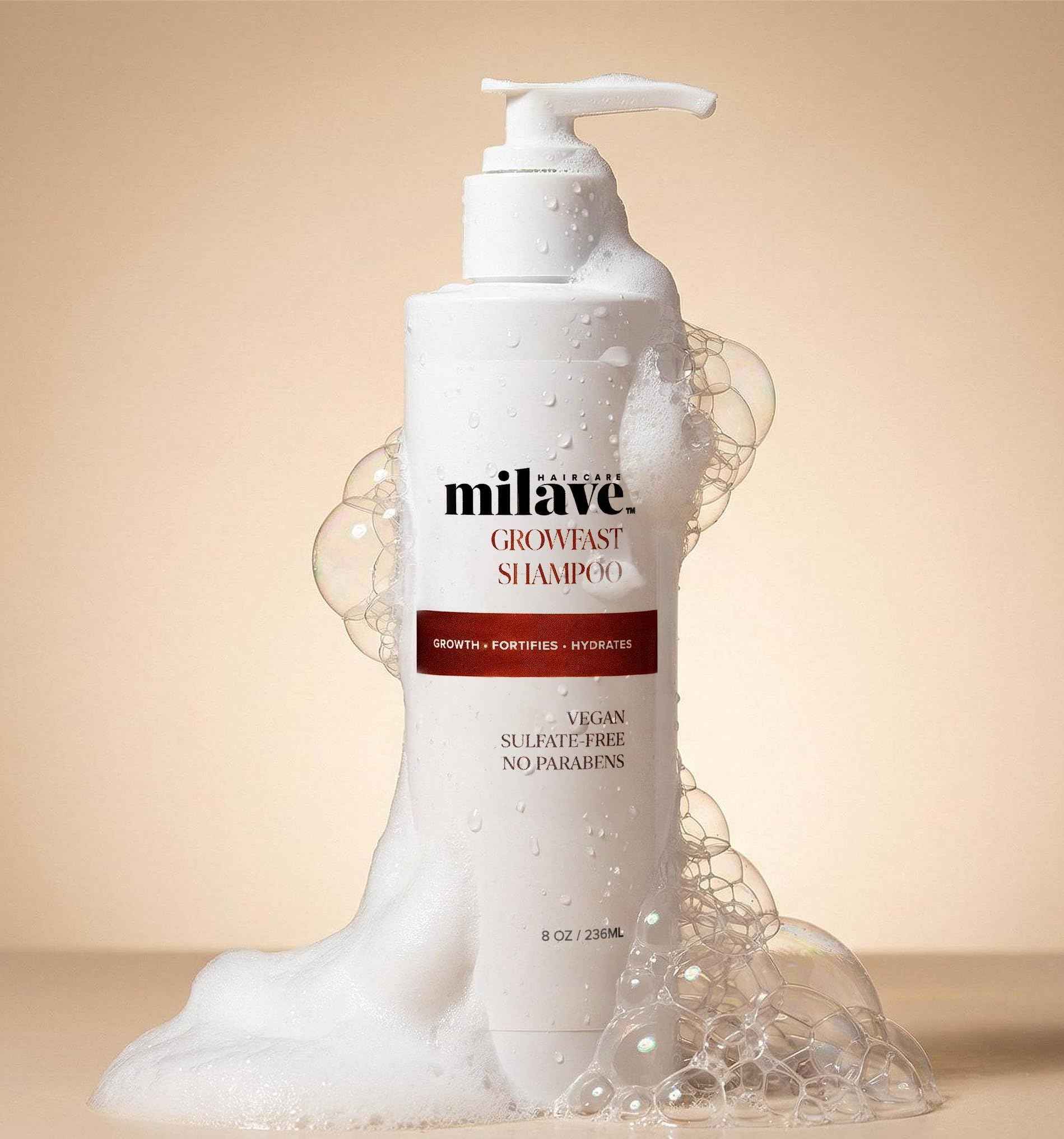 Milave Growfast Shampoo, Strengthens Hair, Combats Hair Loss with Procapil™, Vegan, Sulfate & Paraben Free, Color Safe (8 fl. oz.)