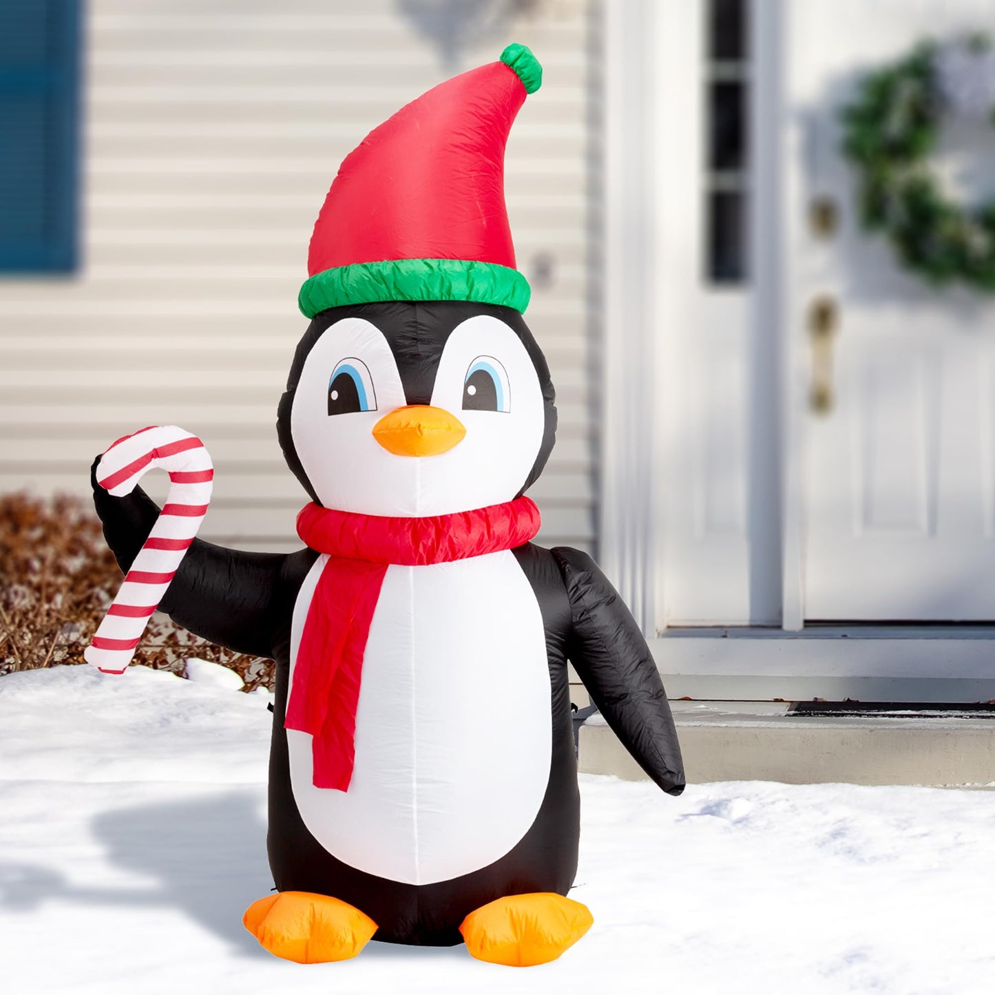 Glitzhome 8ft Christmas Inflatable Decorations LED Lighted Xmas Penguin Indoor and Outdoor Decoration Blow up Yard Lawn Home Decor