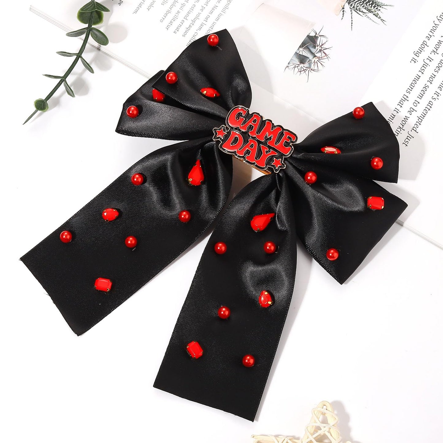 Game Day Hair Bows for Women Football Hair Bows Game Day Ribbon Bow Hair Clips Game Day Football Accessories Outfits Red Spirit Day Accessories Gifts (Pattern B1)