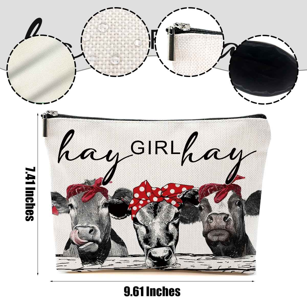 DHKG 2pcs Funny Farm Animals Cow Stuff Western Makeup Bag, Farm Animals Cosmetic Bag Cow Gifts for Women Female Girls Sister BFF, Christmas Birthday Gift, Western Stuff Travel Toiletry Bags