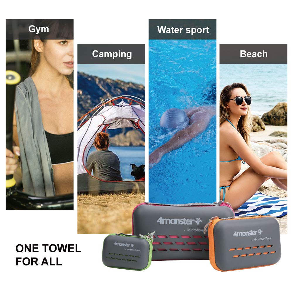 4Monster Camping Towels Super Absorbent, Fast Drying Microfiber Travel Towel, Quick Dry Ultra Soft Compact Gym Towel for Swimming Beach Hiking Yoga Travel Sports Backpack (31.50" x 15.80", Rose)